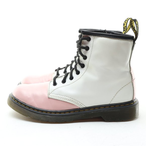 Dr. Martens 1460J Junior Softy T Leather Lace/Zip Boots Pink/White US3 EU34 - Picture 6 of 16